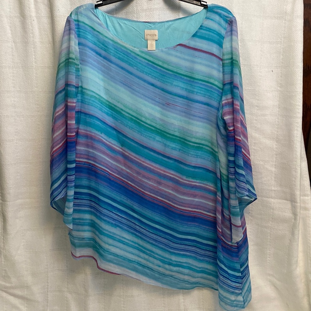 Chico’s Jewel tones asymmetrical blouse